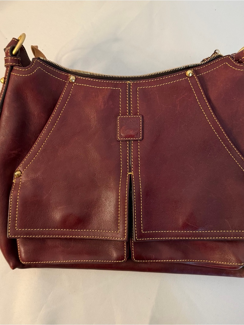 Dooney & Bourke Florentine Kingston Bordeaux Leather Hobo Shoulder Bag - Picture 6 of 15